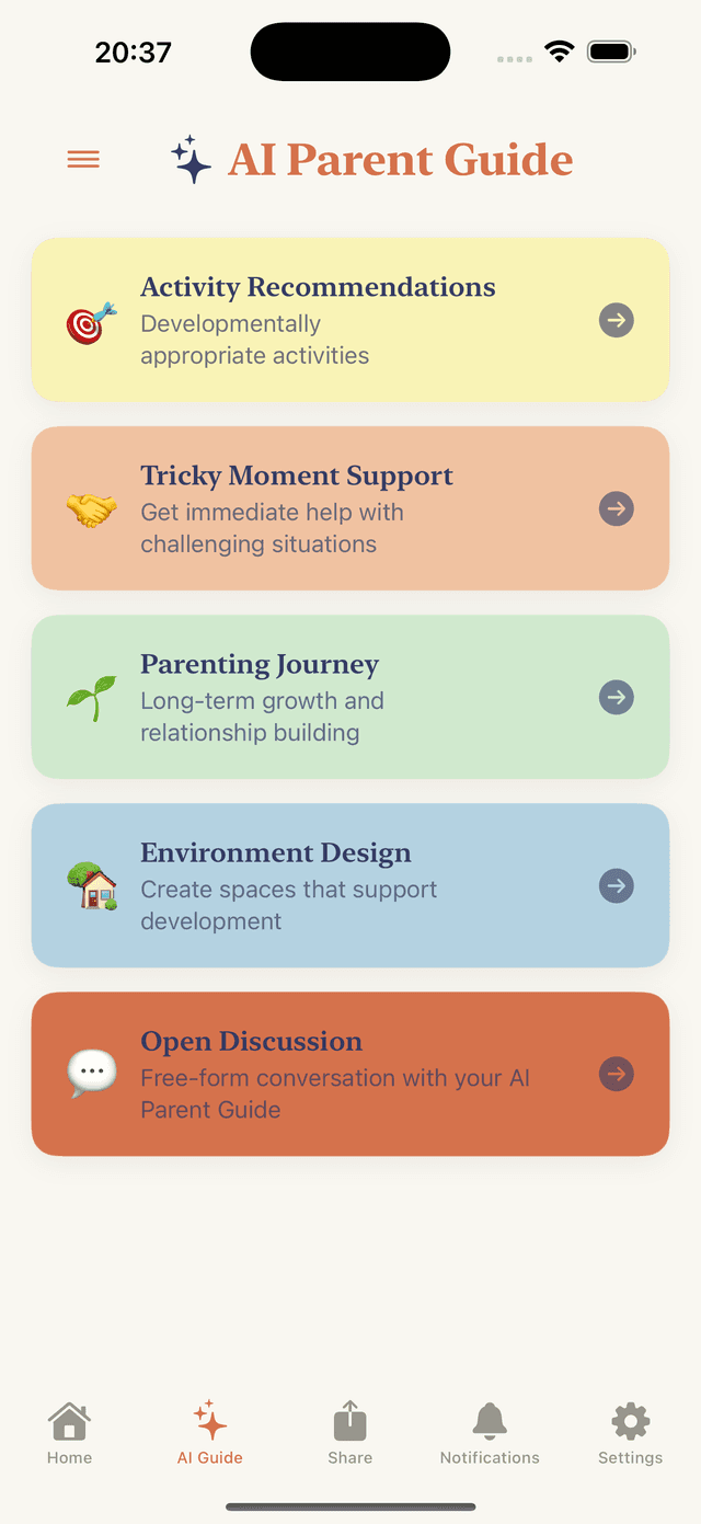 AI Parent Guide interface