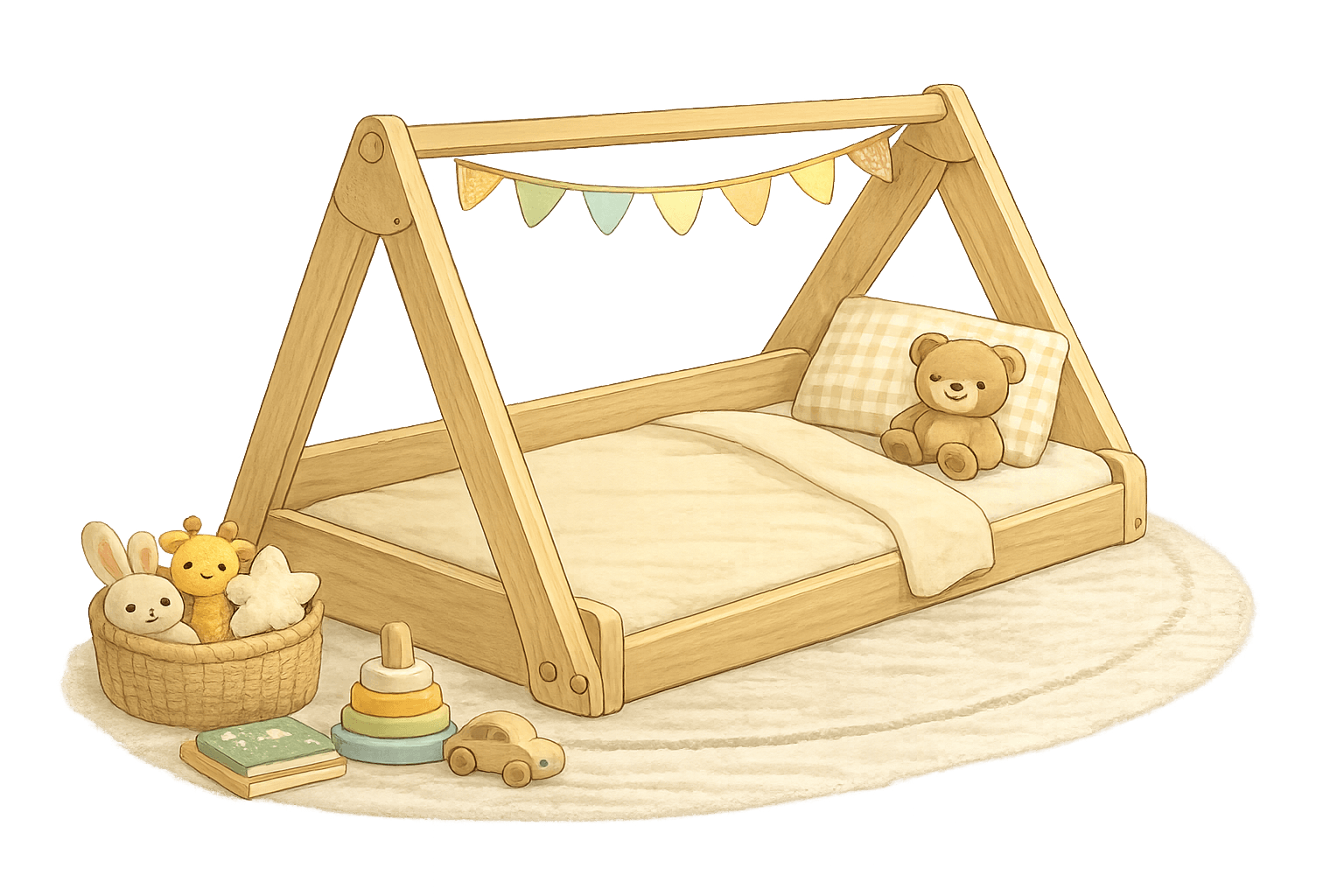 Montessori floor bed setup