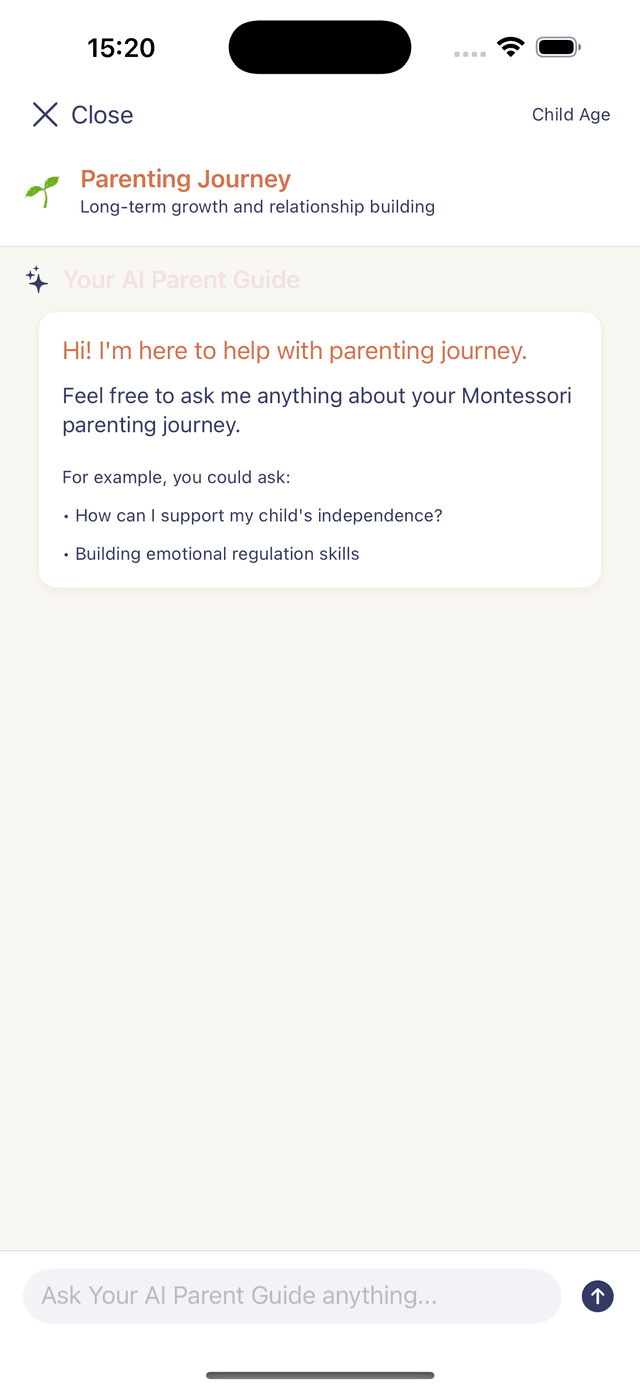 Montessori Chat Support Screenshot